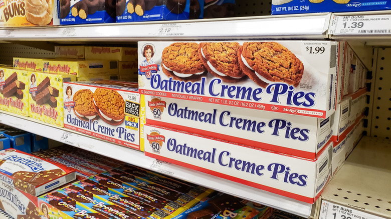 Little Debbie oatmeal pie boxes