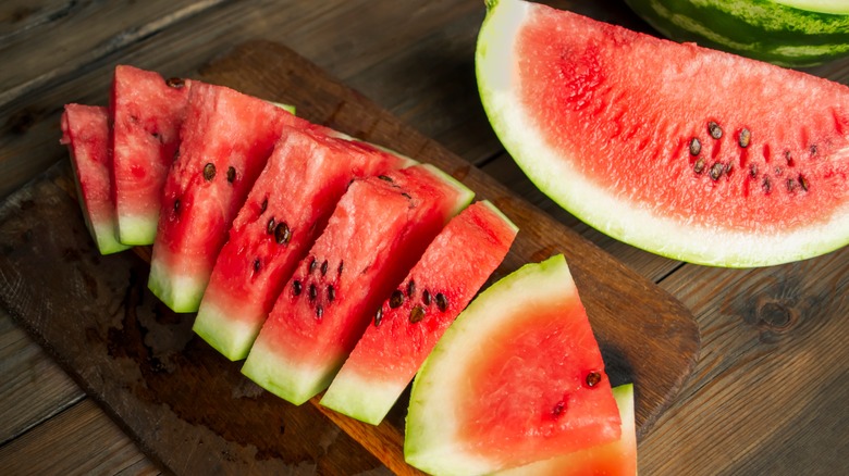 watermelon on cutting board