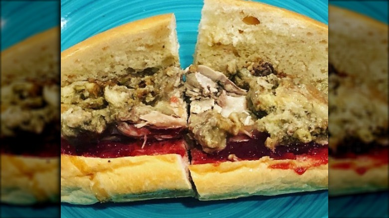 Wawa Gobbler sandwich cut in half