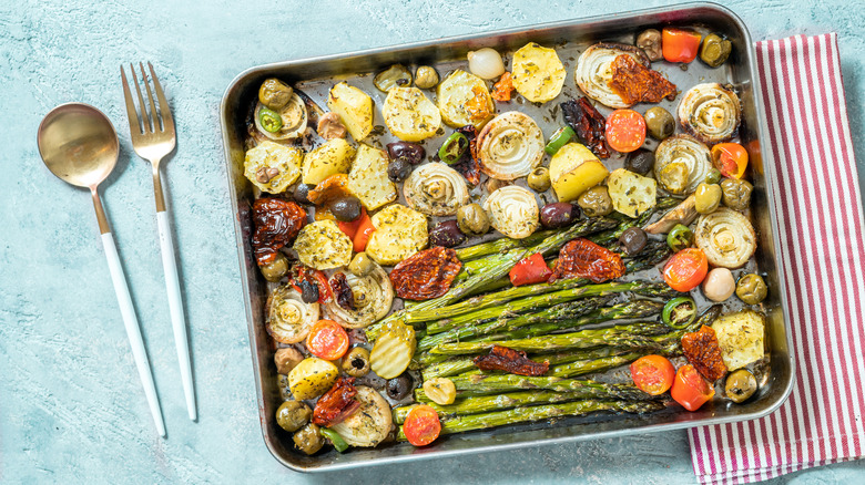 vegetables on sheet pan