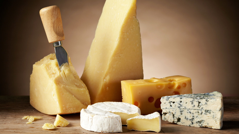 A variety of cheeses