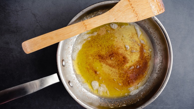 Brown butter in a stainless-steel pan