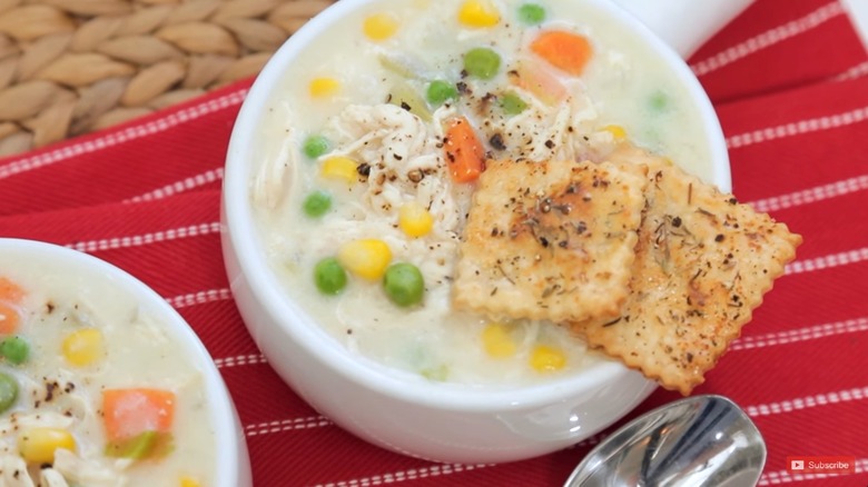 pie crust crackers in chicken soup