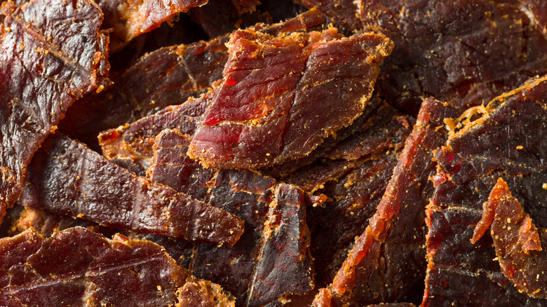 Beef jerky on a table