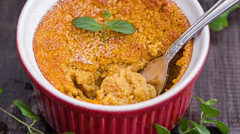 Pumpkin custard in ramekin