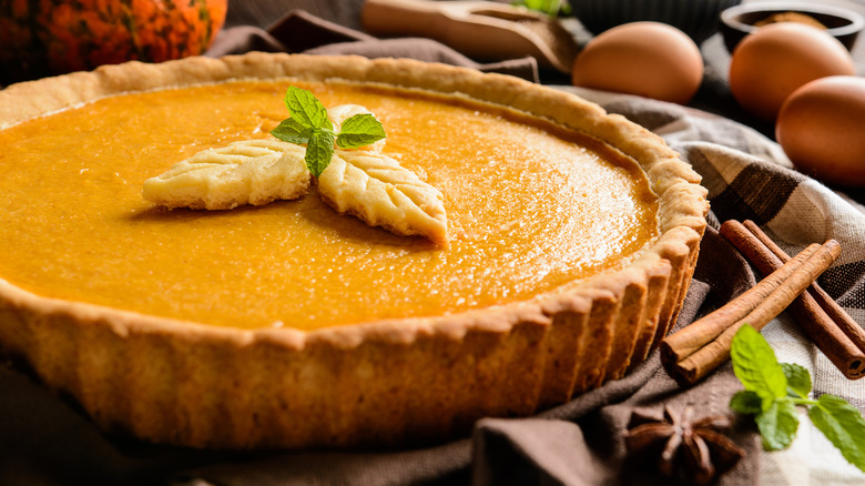 Close-up of pumpkin pie