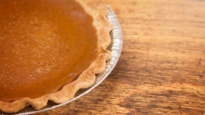 Pumpkin pie on table