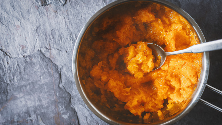 Jar of pumpkin puree