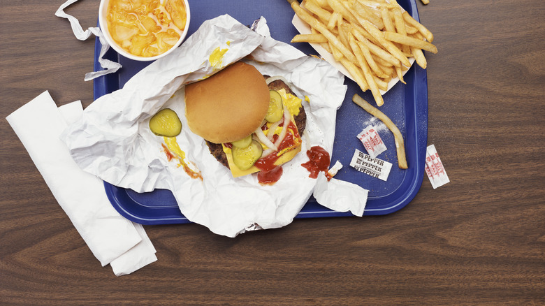 fast food hamburger and fries