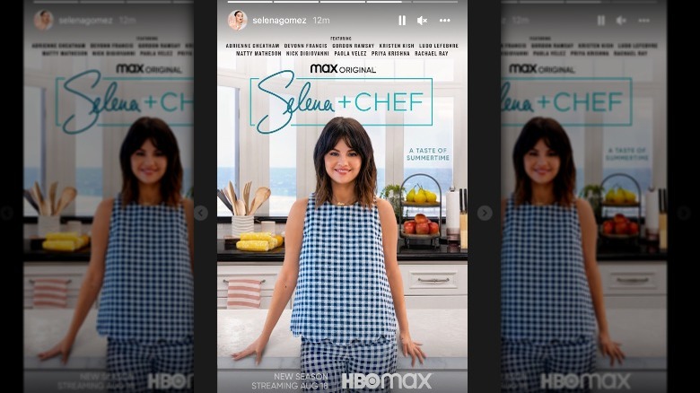 A screen shot of Selena Gomez from a "Selena + Chef" Instagram story