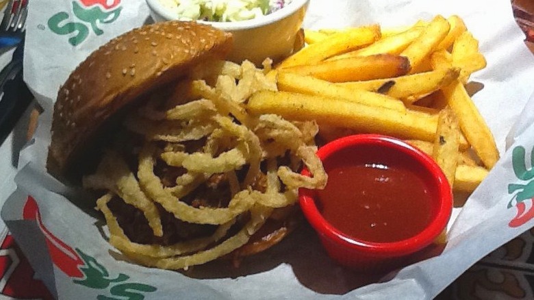 Chili's pulled pork sandwich with fries