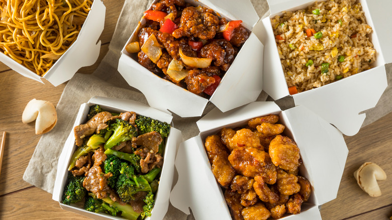 Chinese takeout containers on table