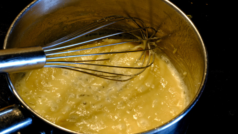 Roux whisked in a pot