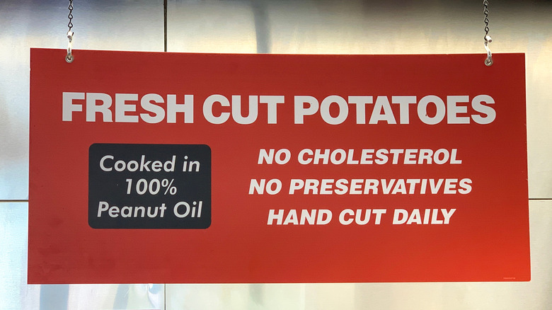 Fresh cut potatoes sign inside Five Guys