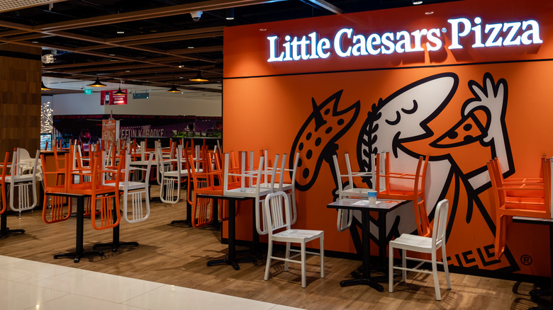 Inside Little Caesars restaurant