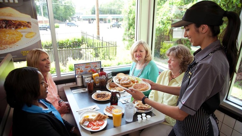 Happy customers at Waffle House