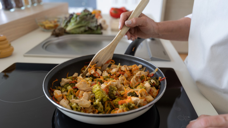 Cooking a chicken stir fry