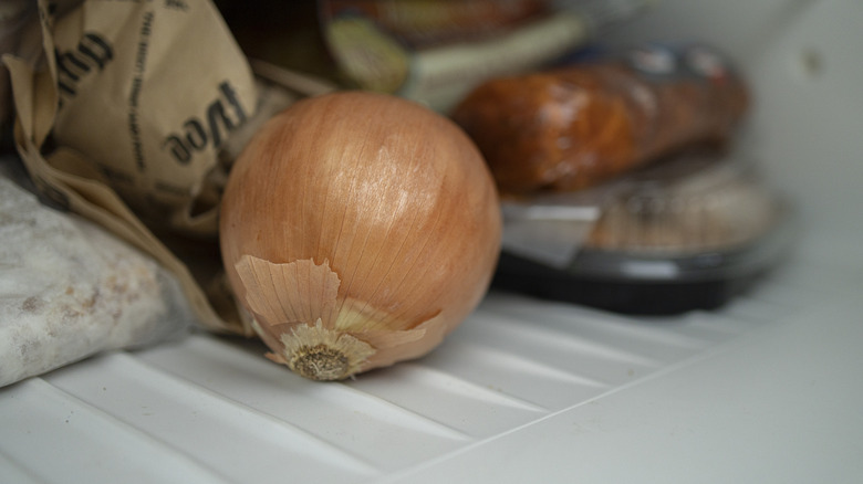Onion in freezer