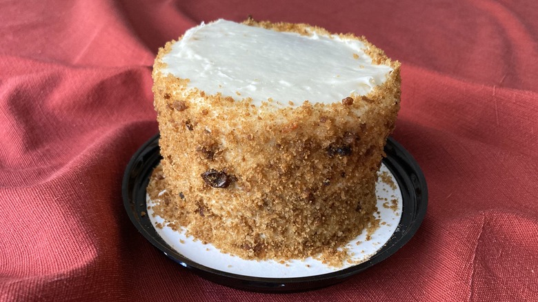 round carrot cake with crumbles