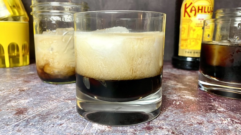 A half-and-half based White Russian cocktail