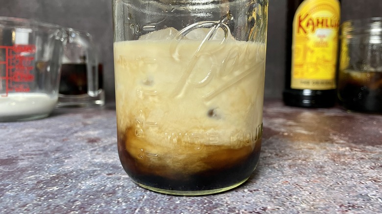 A whole milk-based White Russian cocktail