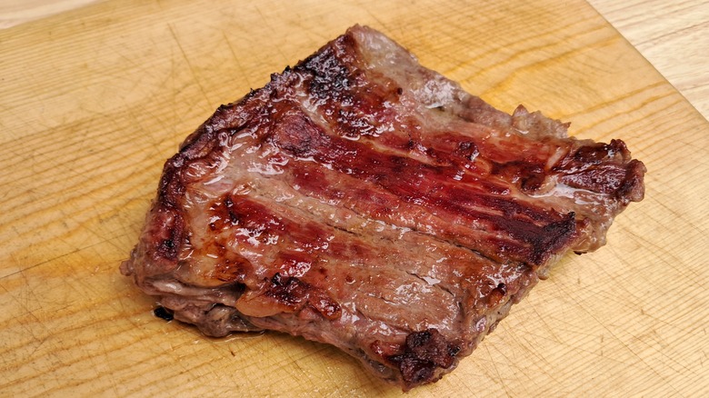 cooked piece of skirt steak