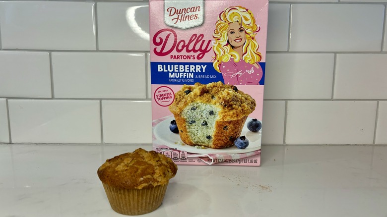 blueberry muffin and box