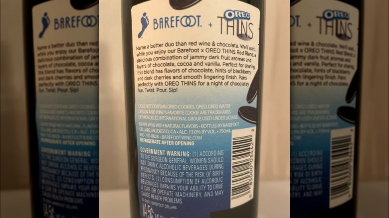 back label oreo thins wine