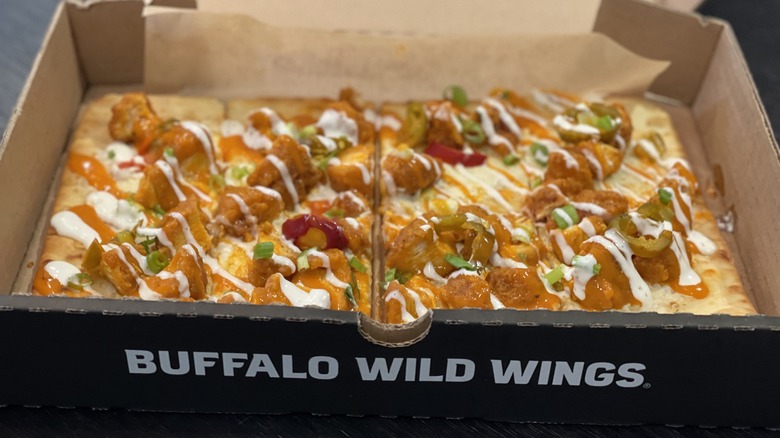 a BW3 buffalo sauce pizza