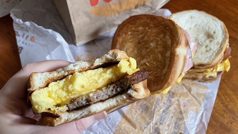 BK sausage cheesy breakfast melt