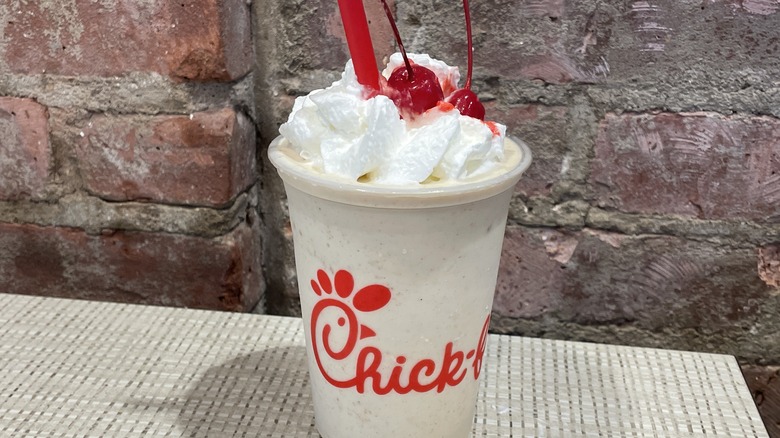 Chick-fil-A milkshake on table