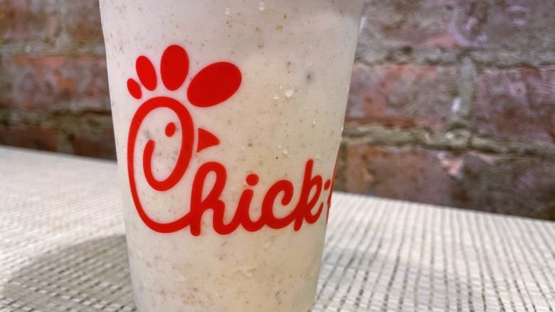 A cold Chick-fil-A milkshake