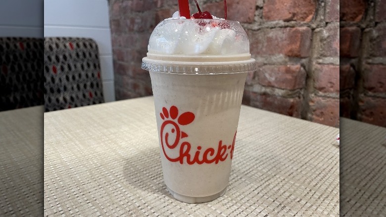 A 16-ounce milkshake from Chick-fil-A