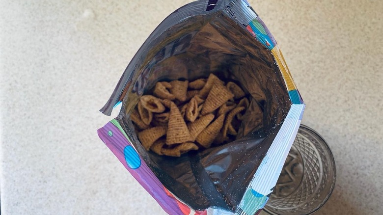 Interior of Cinnamon Toast Crunch Bugles bag