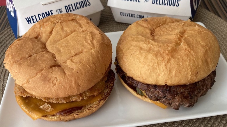 Culver's burgers on plate