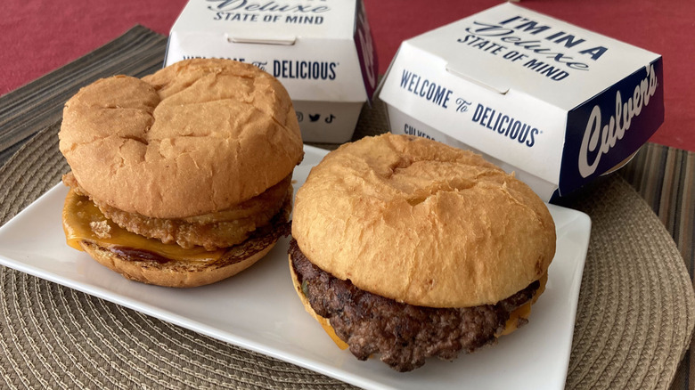 burgers on tray