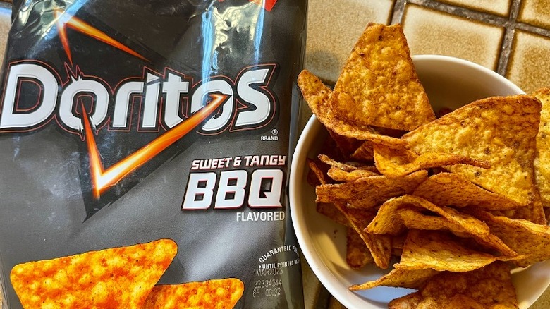 bowl of Doritos Sweet & Tangy BBQ chips