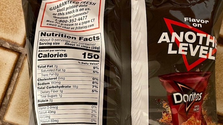 Doritos Sweet & Tangy BBQ nutrition label