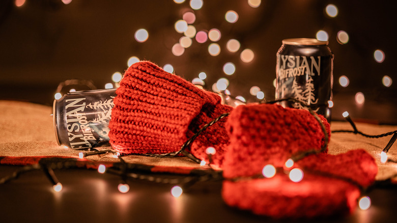 Can of beer in stocking