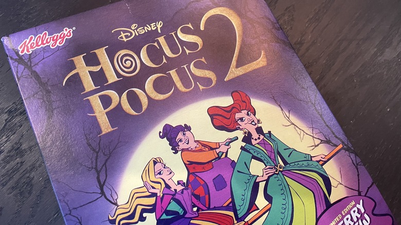 a Hocus Pocus 2 cereal box up close