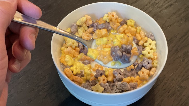 cereal scooped on a spoon