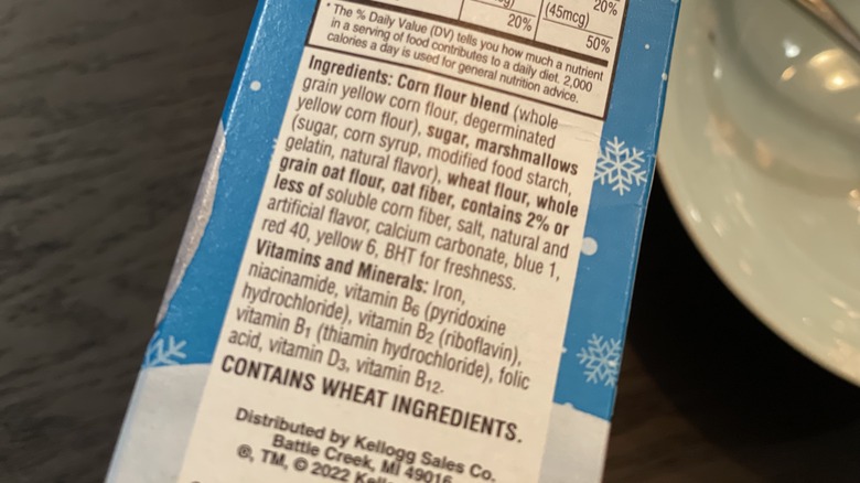 a label on a cereal box