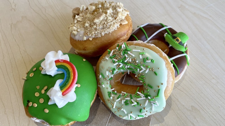 Four St. Patrick's Day Krispy Kreme doughnuts