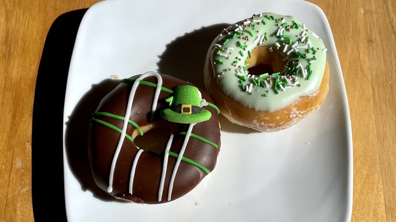 Two doughnuts on a plate