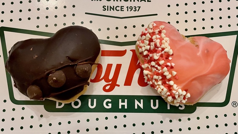 Chocolate doughnut and strawberry doughnut