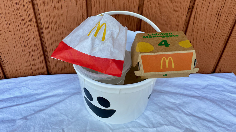 Halloween bucket with nuggets and fries