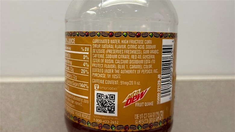 mountain dew ingredients label 