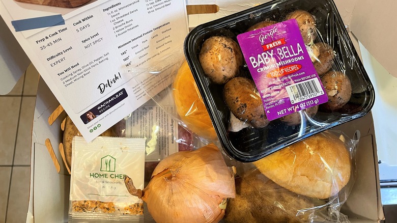 The Rachel Ray Steakhouse Burger meal kit from Home Chef with recipe card