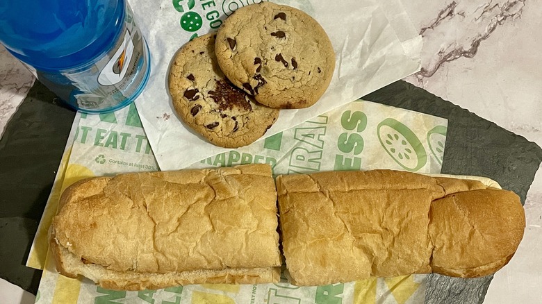 The No-Look Chicken sandwich meal from Subway