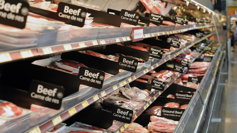 beef section in a Walmart